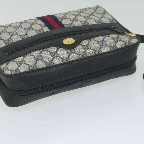 GUCCI GG Supreme Sherry Line Shoulder Bag Red Navy 32 001 4071 Auth ep2607 - Picture 6 of 16